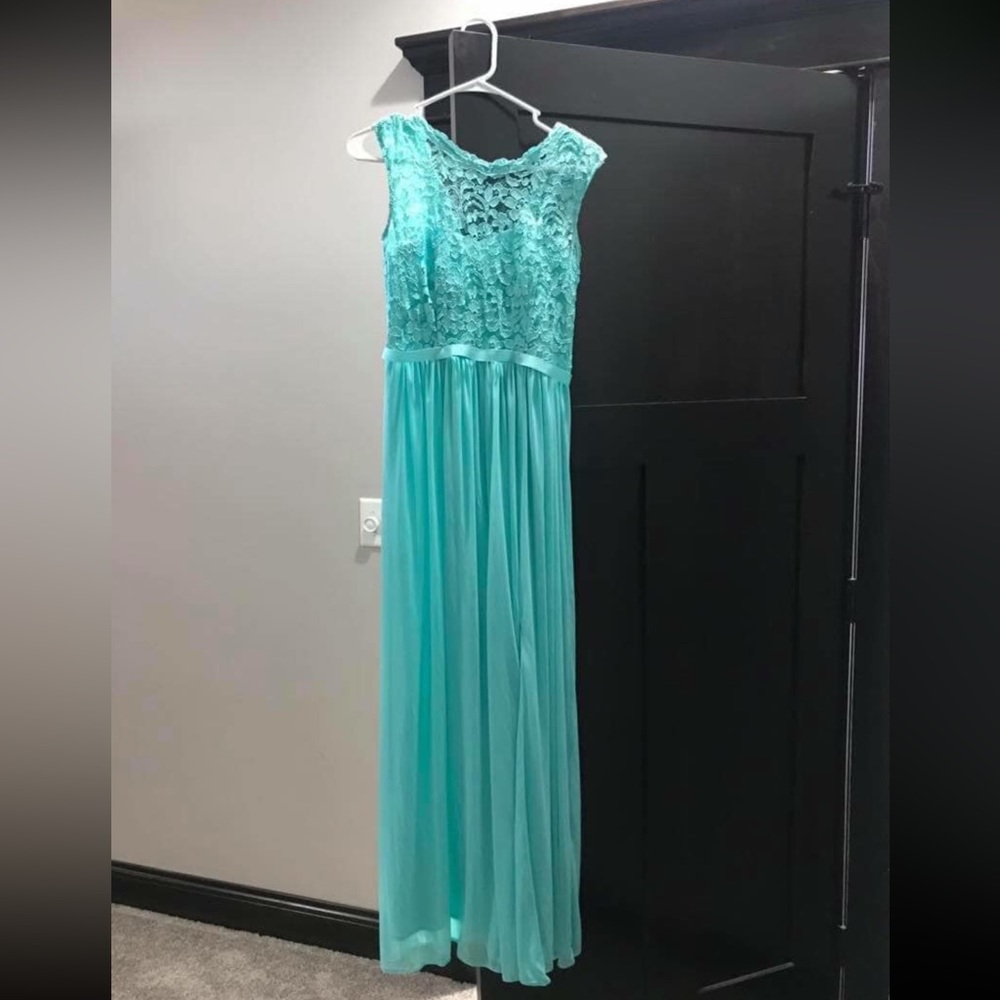 David’s bridal bridesmaids dress, color is SPA size 4